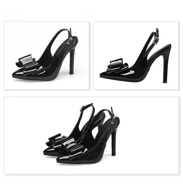 صنادل كعب رفيع جديدة مدببة مع عقدة فيونكةNew Pointed Toe High Heel Sandals With Bowknot
