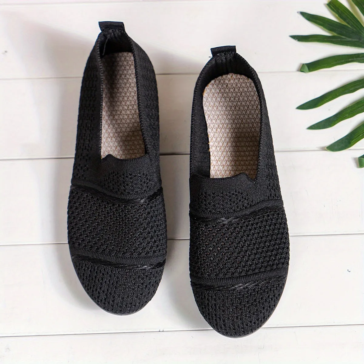 Ademende gebreide slip-on loafers, comfortabele flats voor dagelijks gebruik