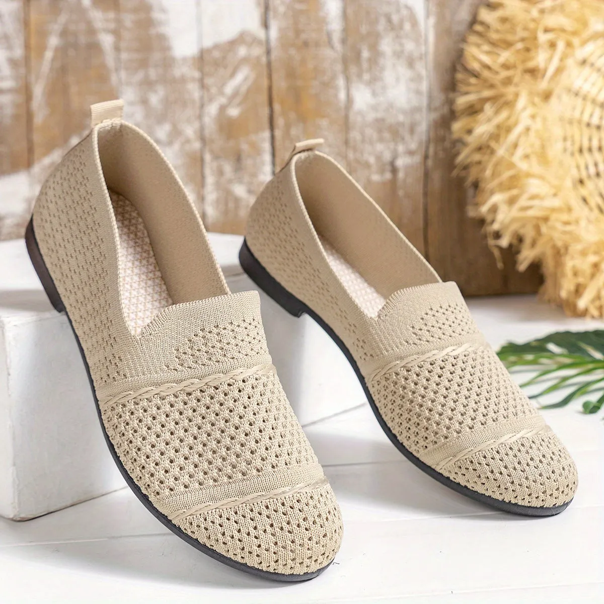 Ademende gebreide slip-on loafers, comfortabele flats voor dagelijks gebruik