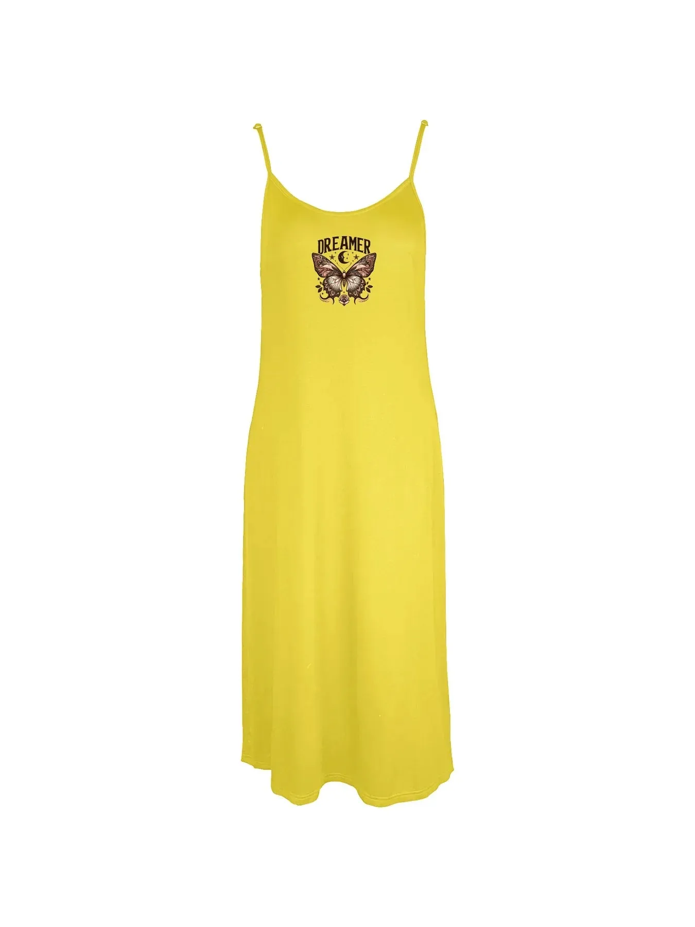 Butterfly With Celestial Elements And Dreamer Print Spaghetti Strap Dress Casual Sleeveless Cami Dress Women's Clothing