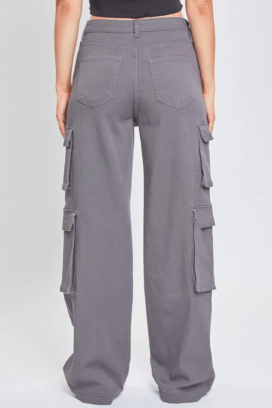 Char-Charcoal Junior High Rise Double Cargo Pants