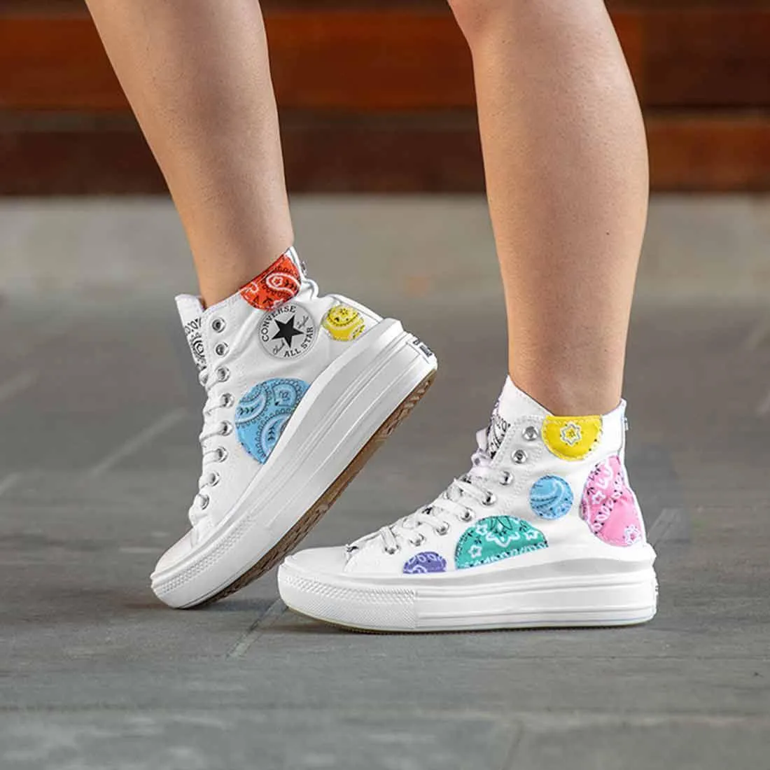 Converse All Star Alte Move Bianche Bandana a Pois