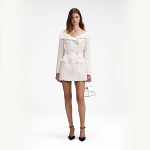 Cream Metallic Boucle Mini Dress