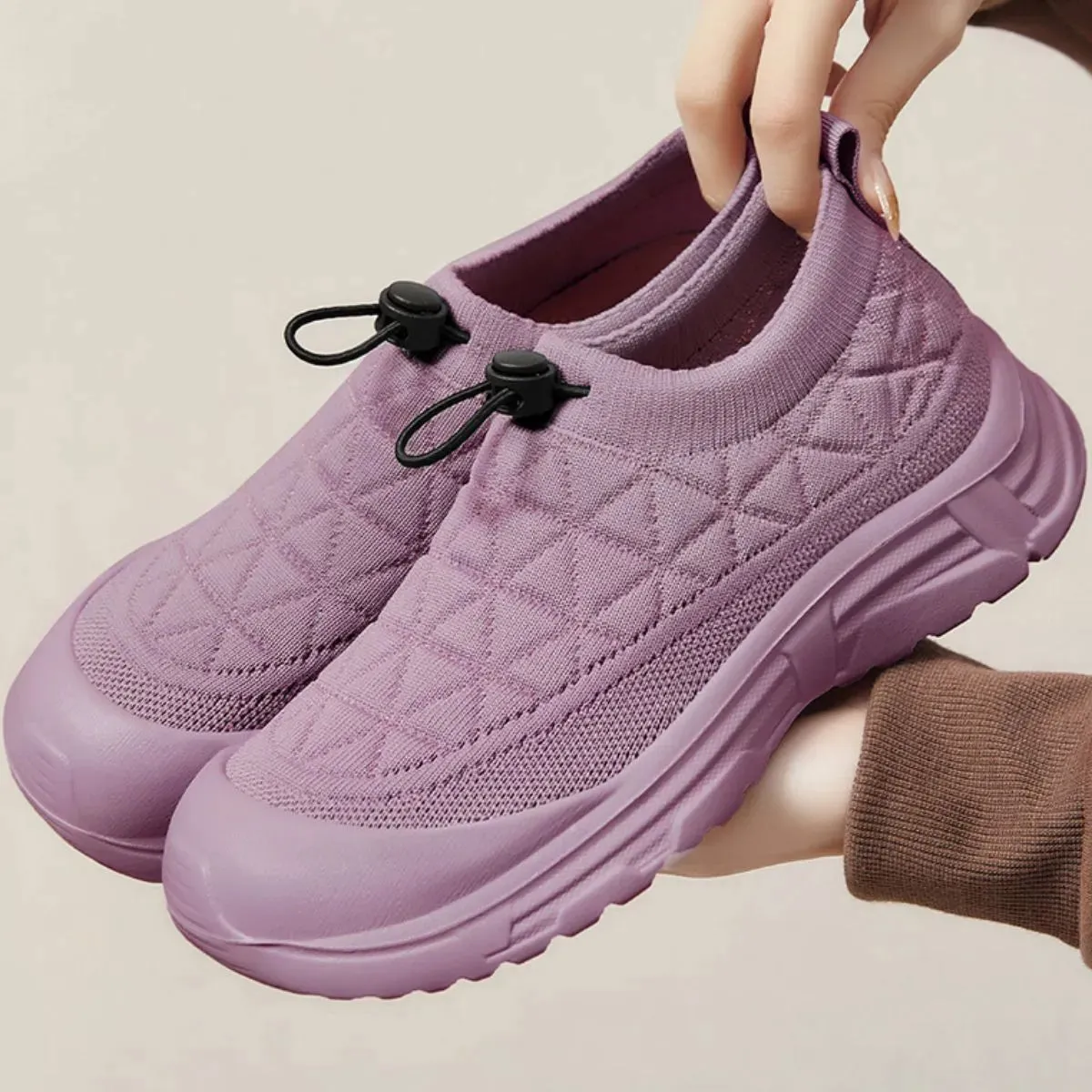 Drawstring Mesh Round Toe Sneakers