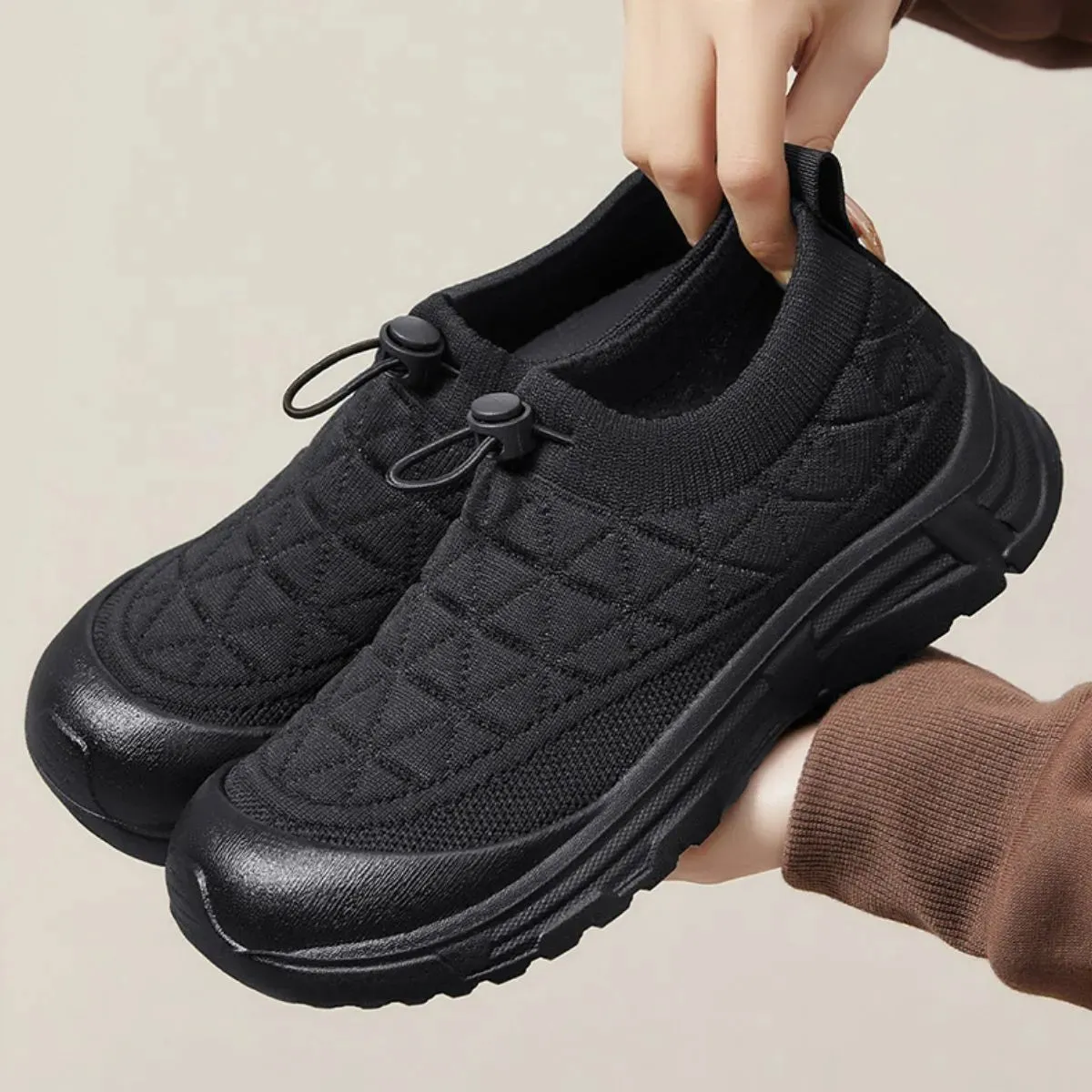 Drawstring Mesh Round Toe Sneakers