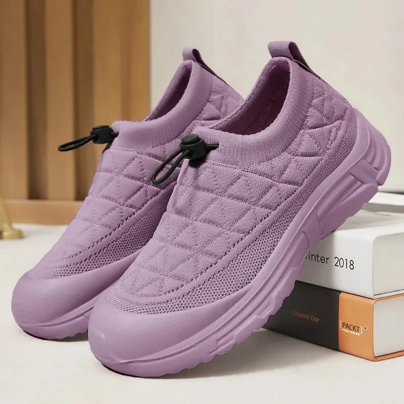 Drawstring Mesh Round Toe Sneakers