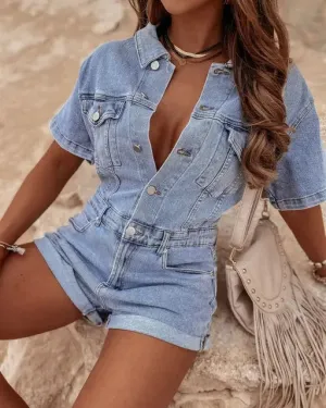 Fabienne | Retro Denim Jumpsuit