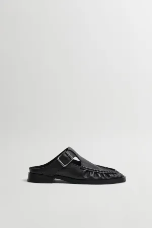 Gianna Buckled Mules Black