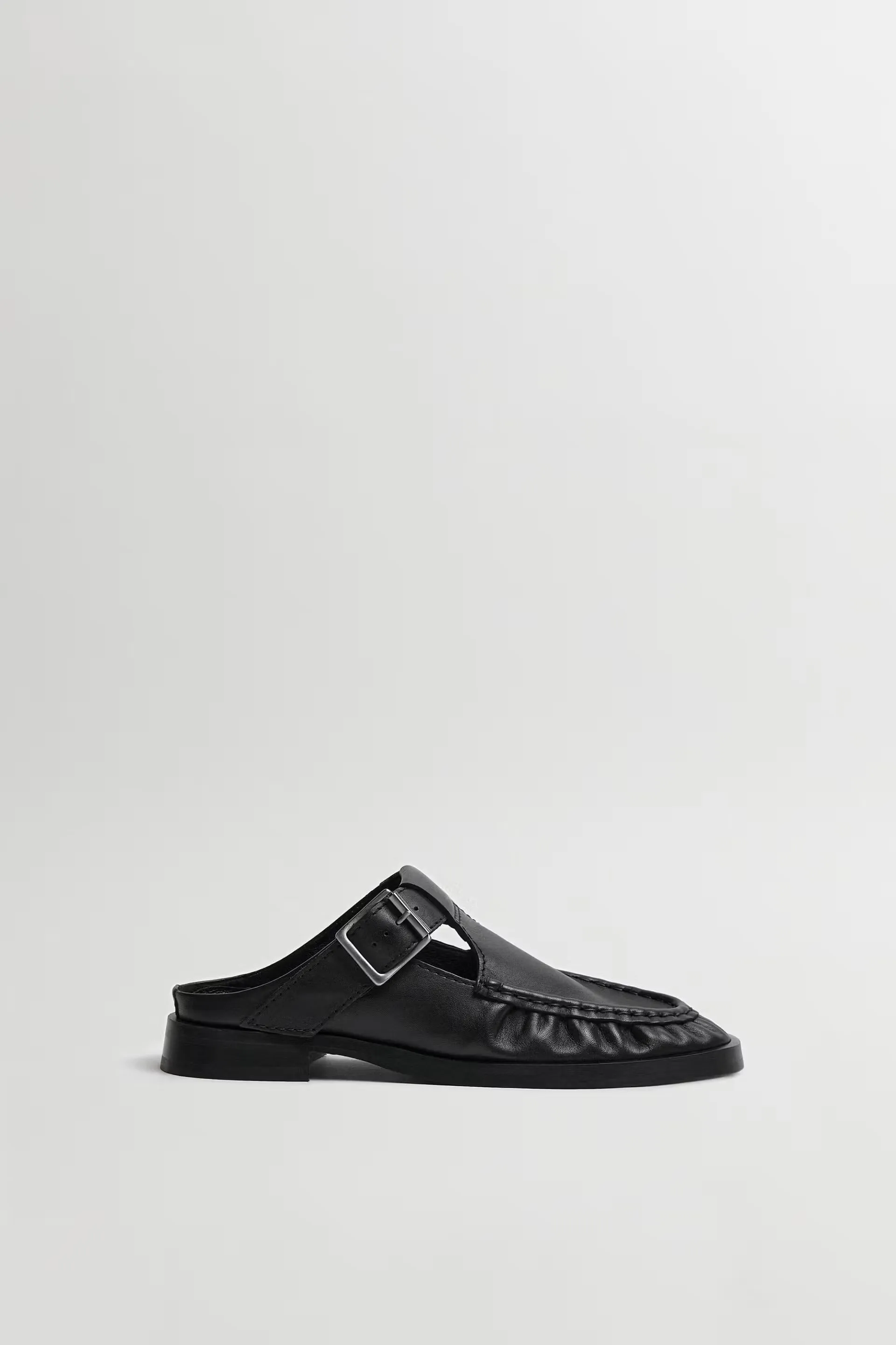 Gianna Buckled Mules Black