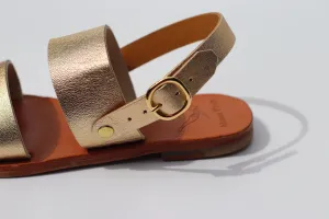 Goldy - Camel Sole - Slingback Two-Strap Sandals