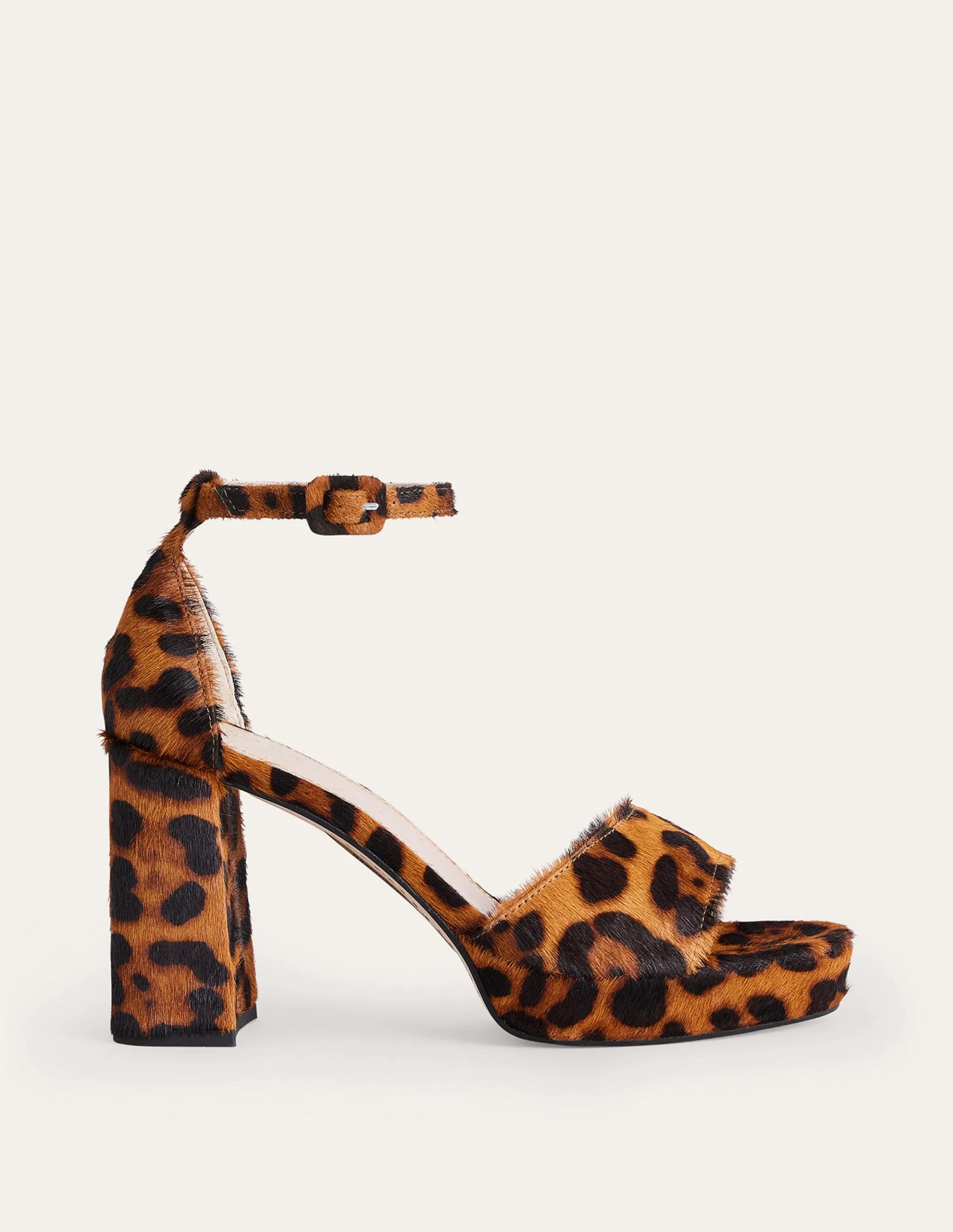 Heeled Platform Sandals-Classic Leopard Pony Hair