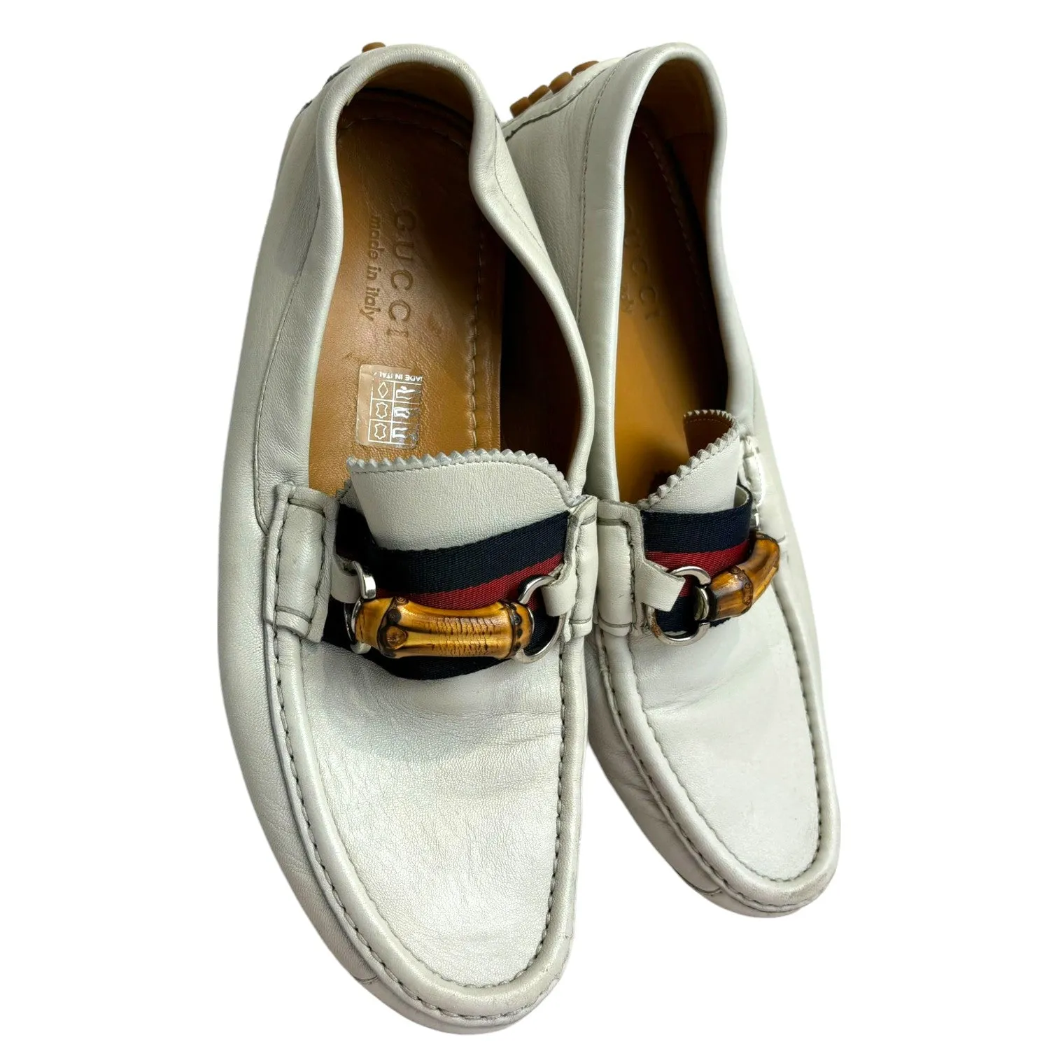 Horsebit Web Loafers Leather White Size 8 Men
