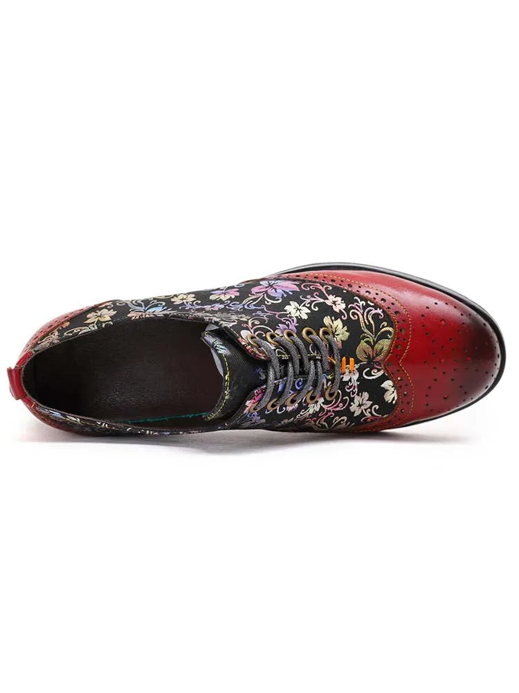 Karter Flower Handmade Brogue Flat Shoes
