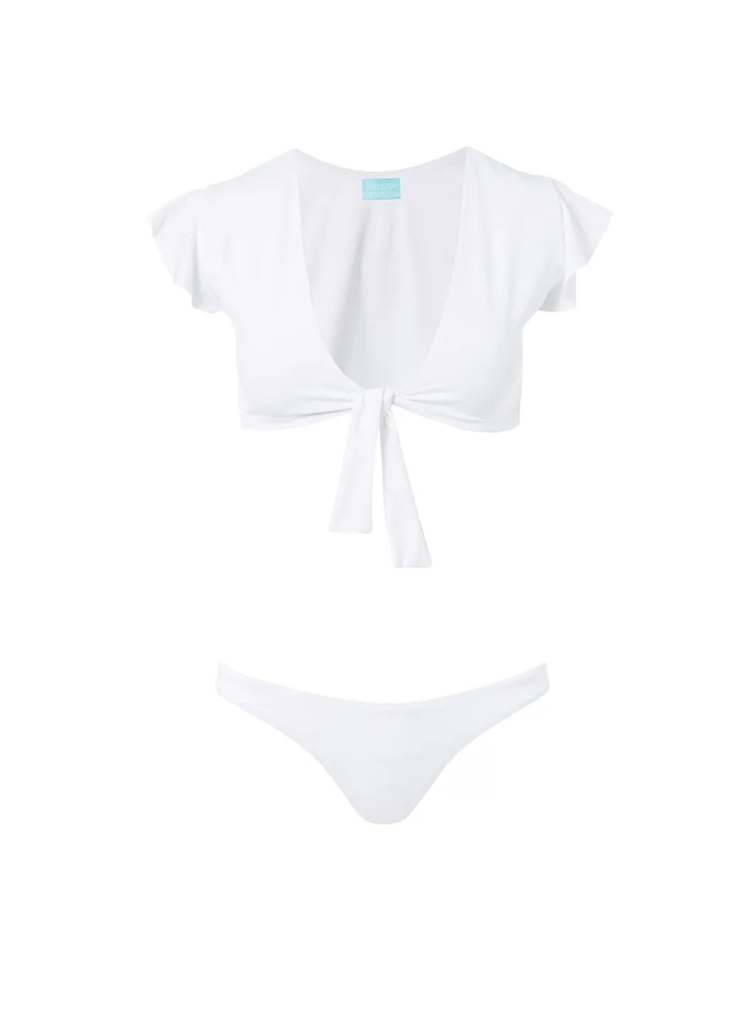 Koh Samui White Tie Front Frill Crop Bikini
