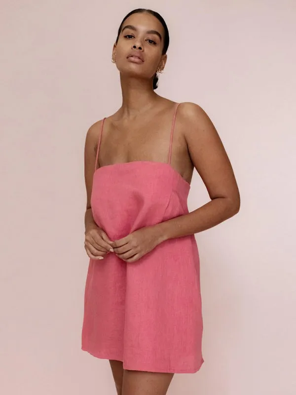 Madalyn New Casual Cotton And Linen Suspender Comfortable Holiday Dress