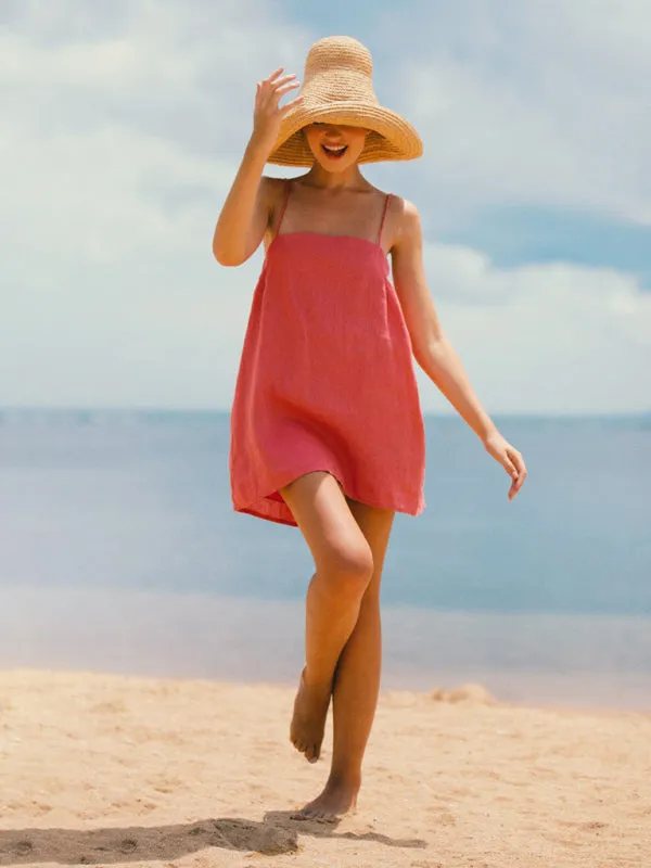 Madalyn New Casual Cotton And Linen Suspender Comfortable Holiday Dress