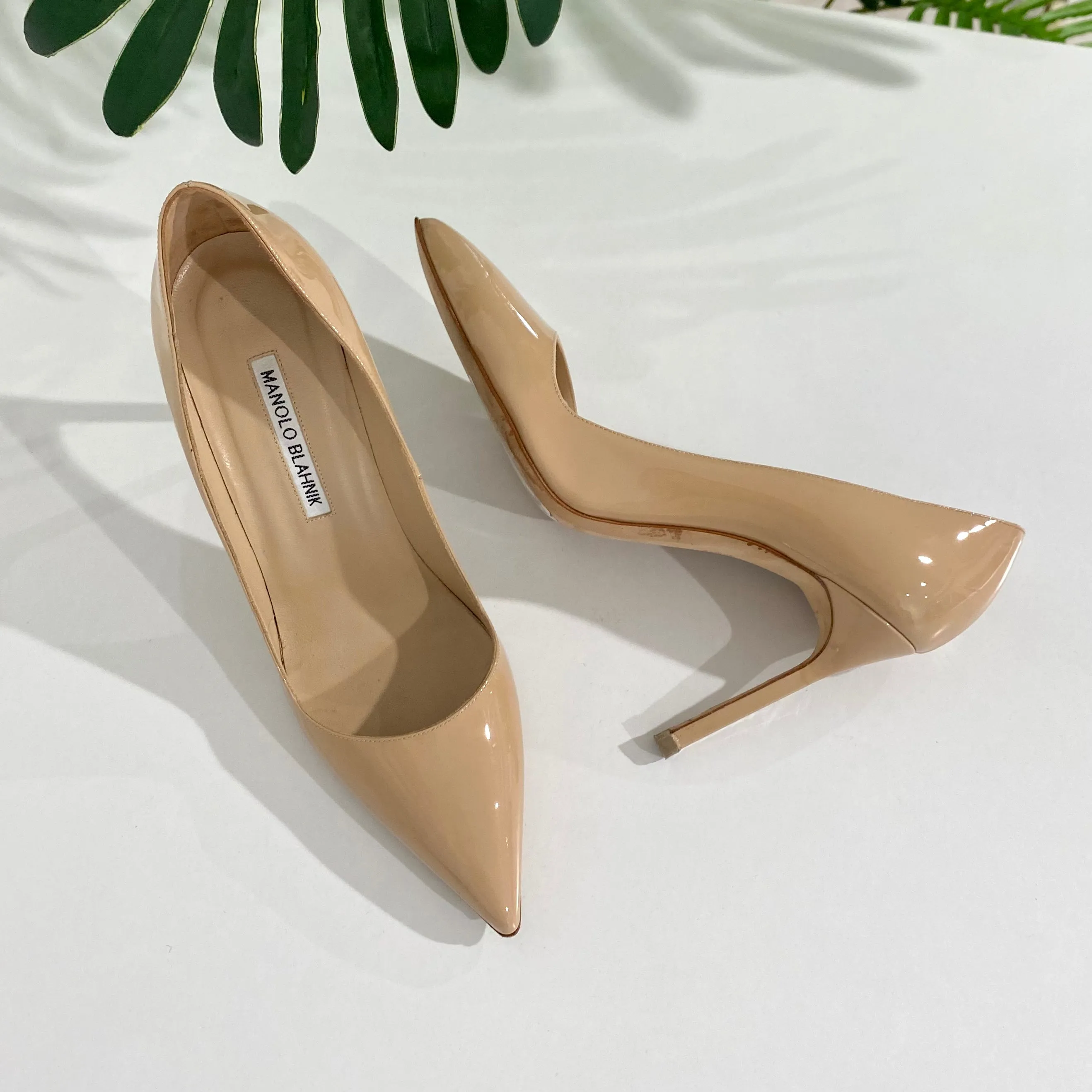 Manolo Blahnik Nude Patent Pumps