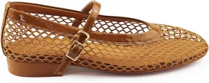 Mesh Flats for Women Ballet Mary Jane Flats Buckle Strap Comfy Casual Office Daily Fishnet Ballerina Flat Sandals Women Shoes Dressy Summer, Black