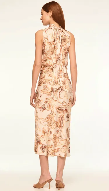 Misa Fay Skirt in Golden Straw Satin