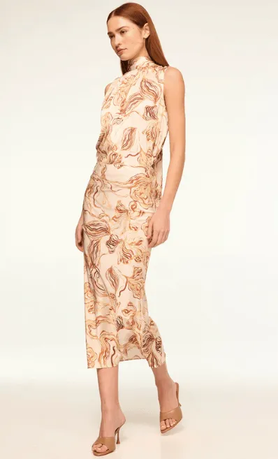 Misa Fay Skirt in Golden Straw Satin