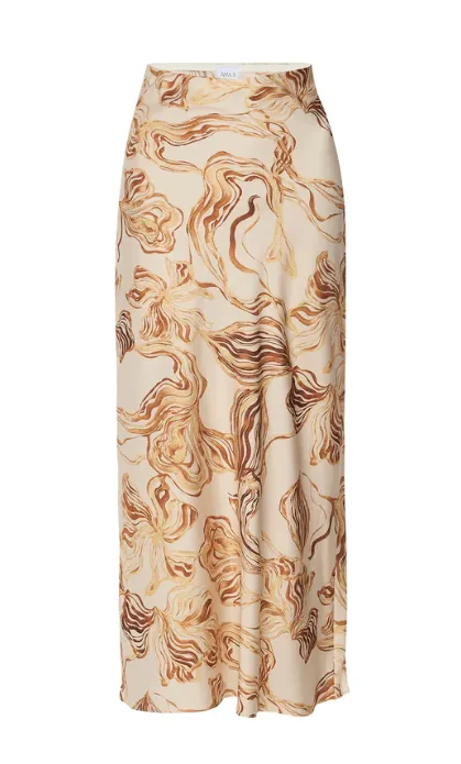Misa Fay Skirt in Golden Straw Satin
