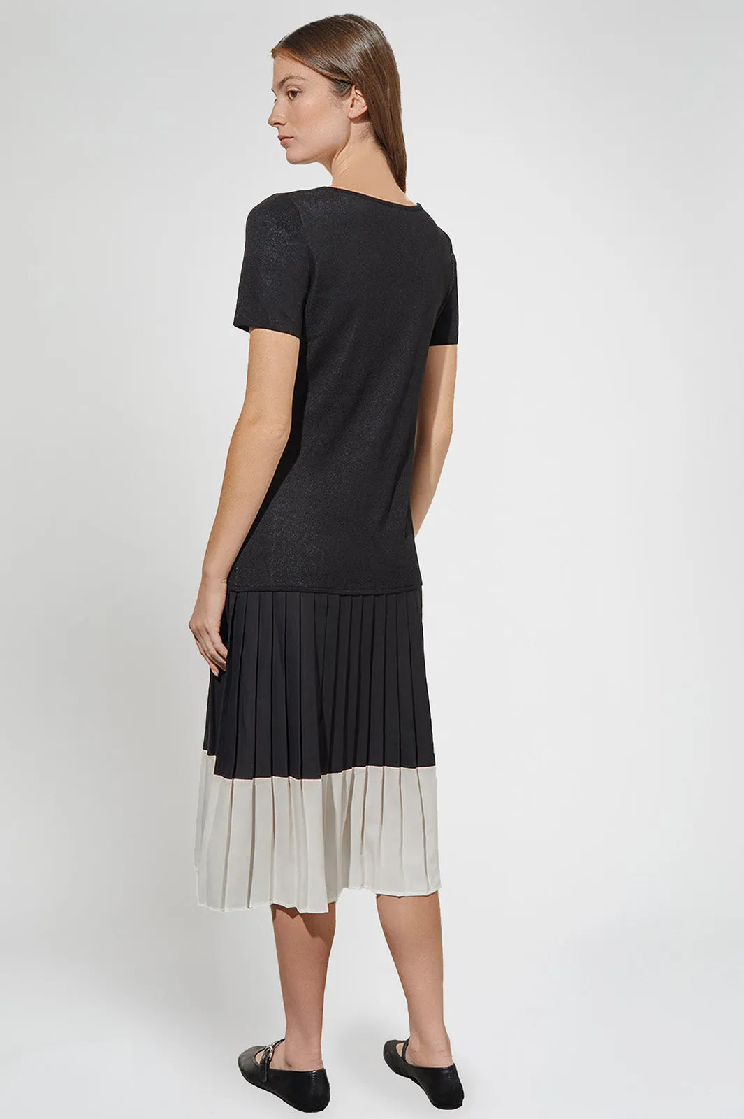 Modern Fit Midi Drop-Waist Dress - Pleated Mixed Media