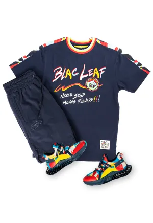 Never Stop Moving Forward Shirt, Navy Classic Leaf Shorts and Sneakers Bundle