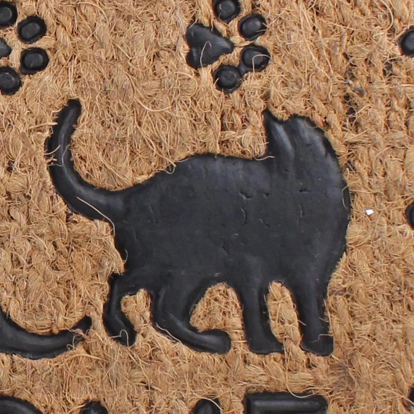 "Welcome" Cat Rectangular Coir Door Mat