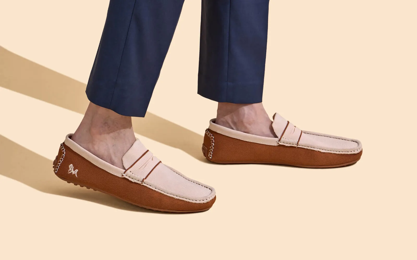 ReLive Knit Color Block Loafers : Beige-Brown
