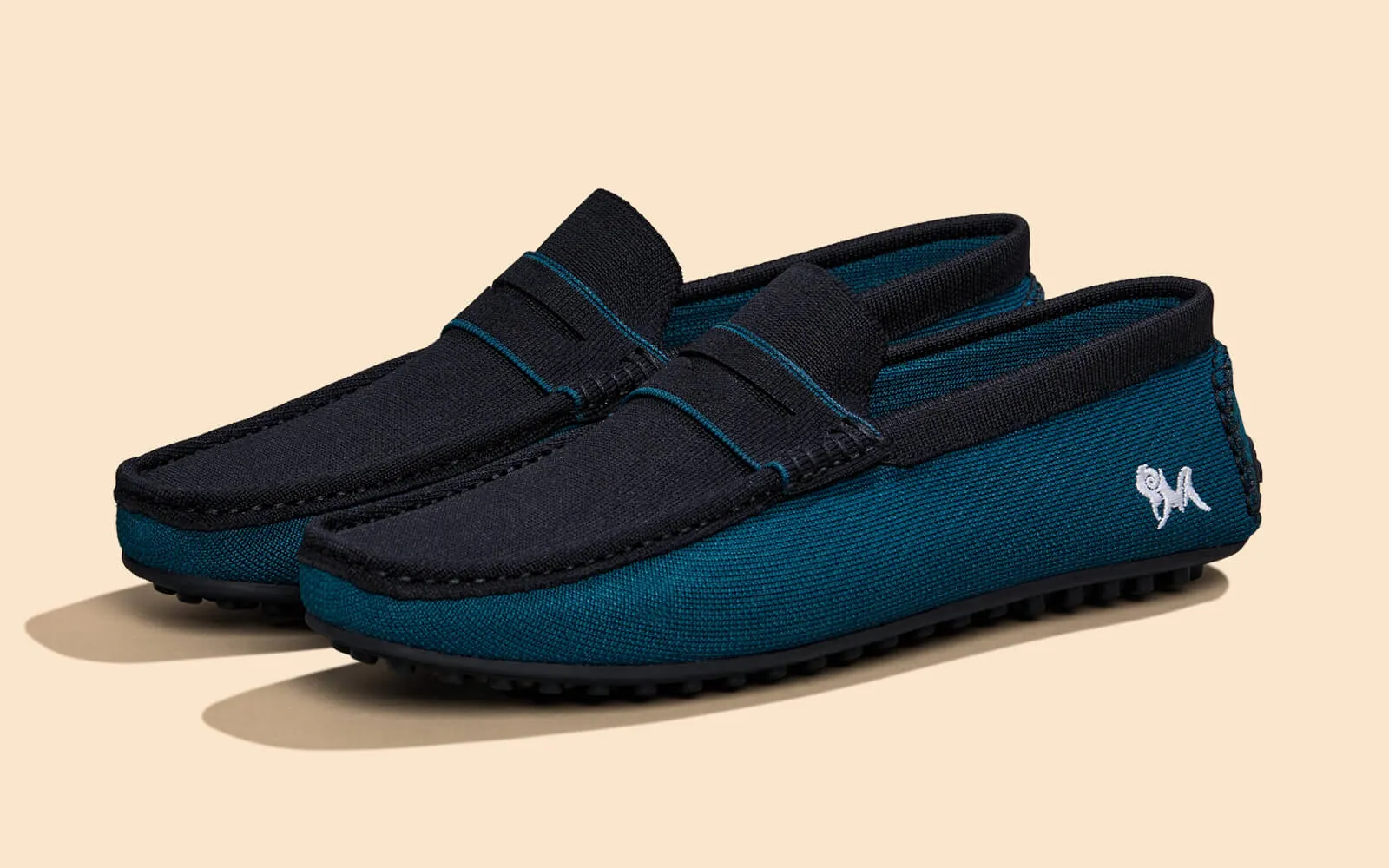 ReLive Knit Color Block Loafers : Teal-Black