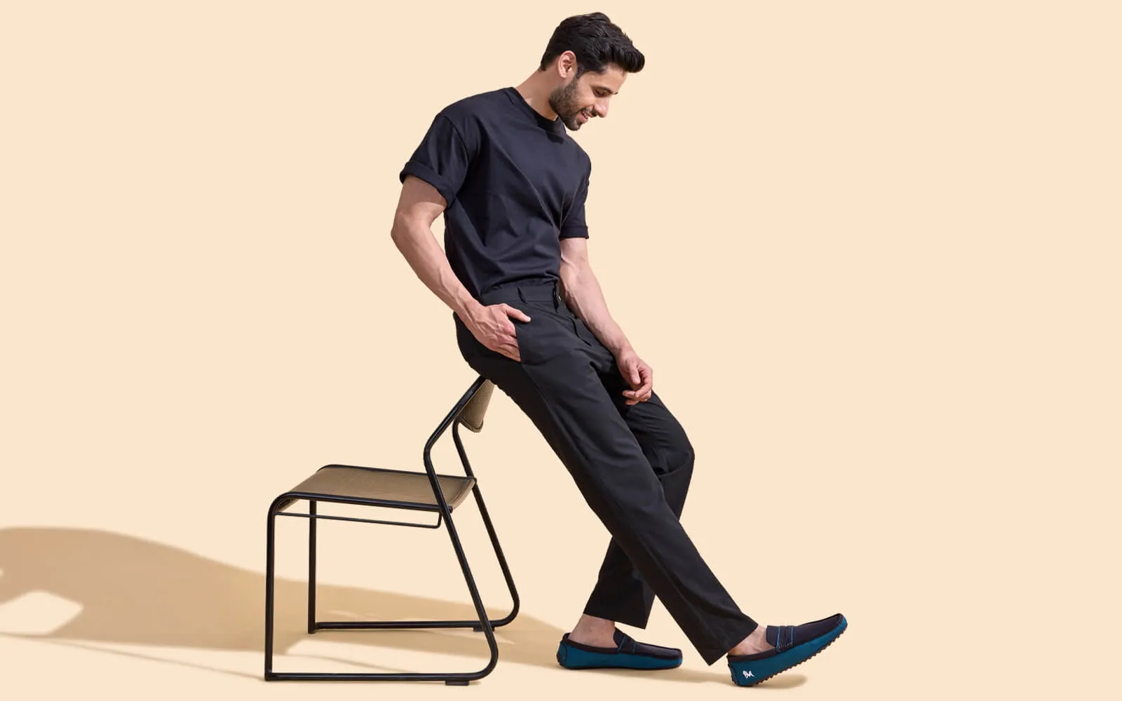ReLive Knit Color Block Loafers : Teal-Black