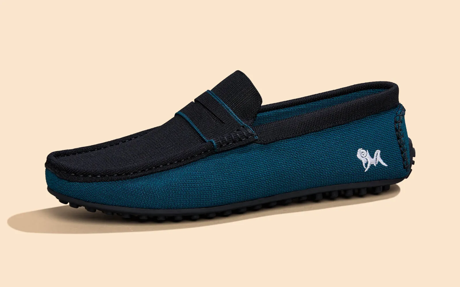 ReLive Knit Color Block Loafers : Teal-Black