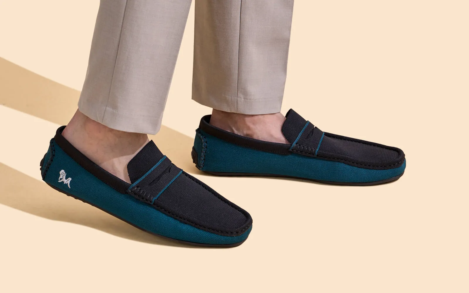 ReLive Knit Color Block Loafers : Teal-Black