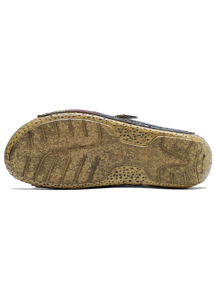 Retro Flower Printed Handmade Slippers