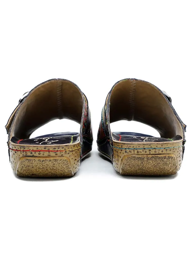 Retro Flower Printed Handmade Slippers