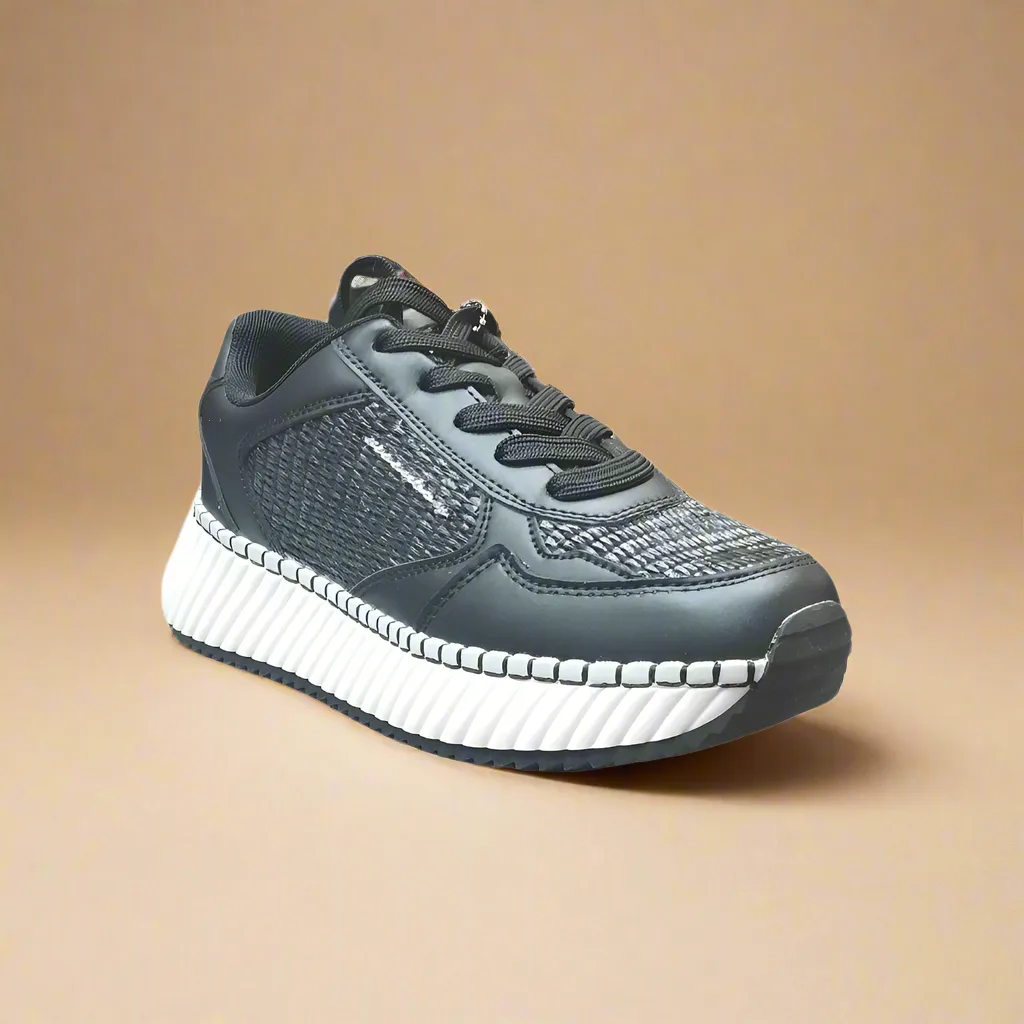 Sandy - Black Platform Sneaker