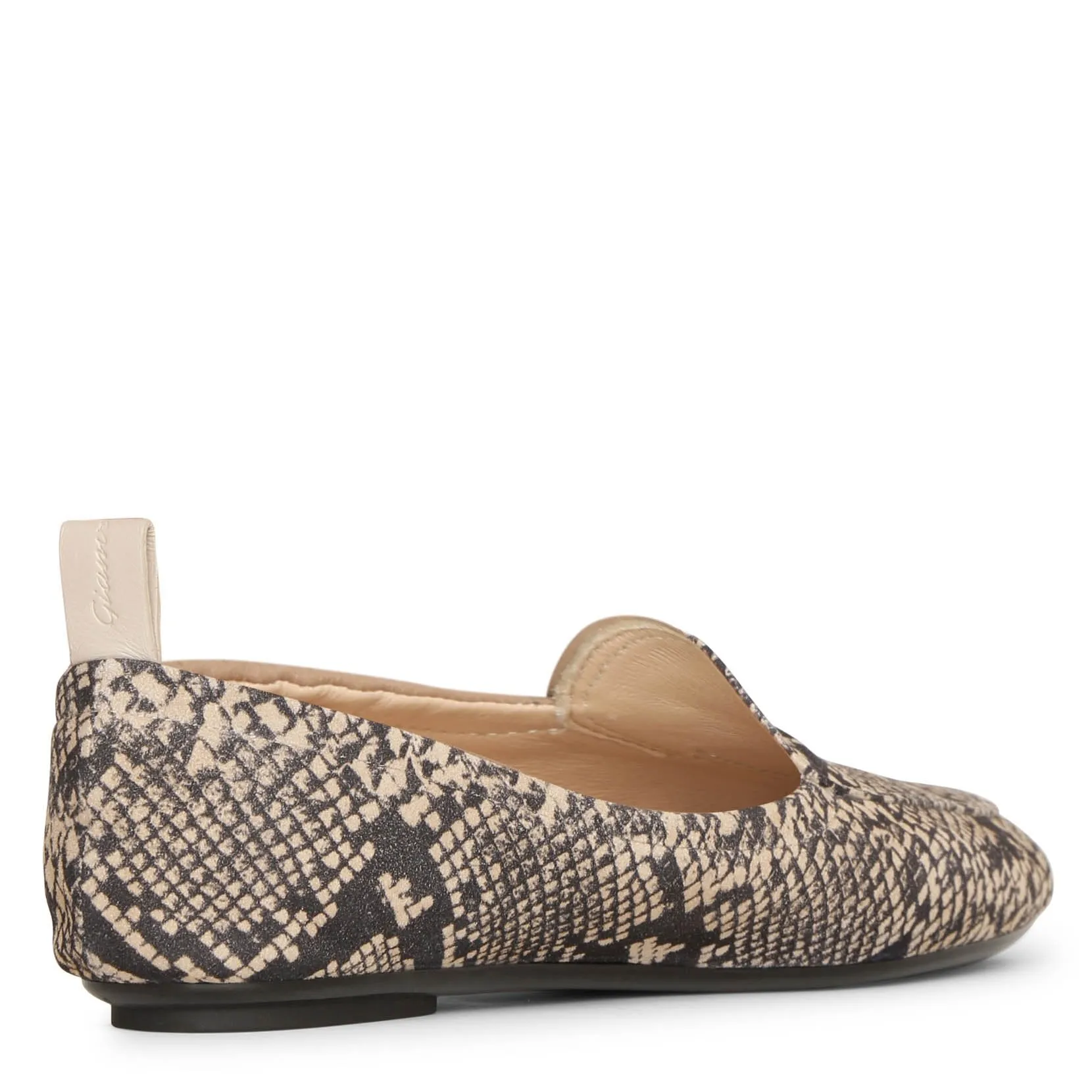 Snake print suede loafers