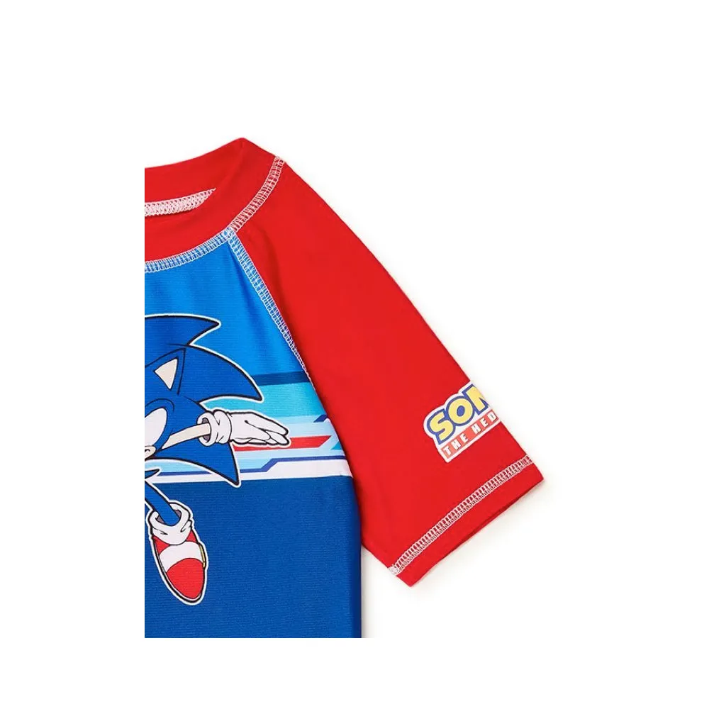 Sonic the Hedgehog Swimsuit Boys Rash Guard and Swim Trunks Set Two Piece