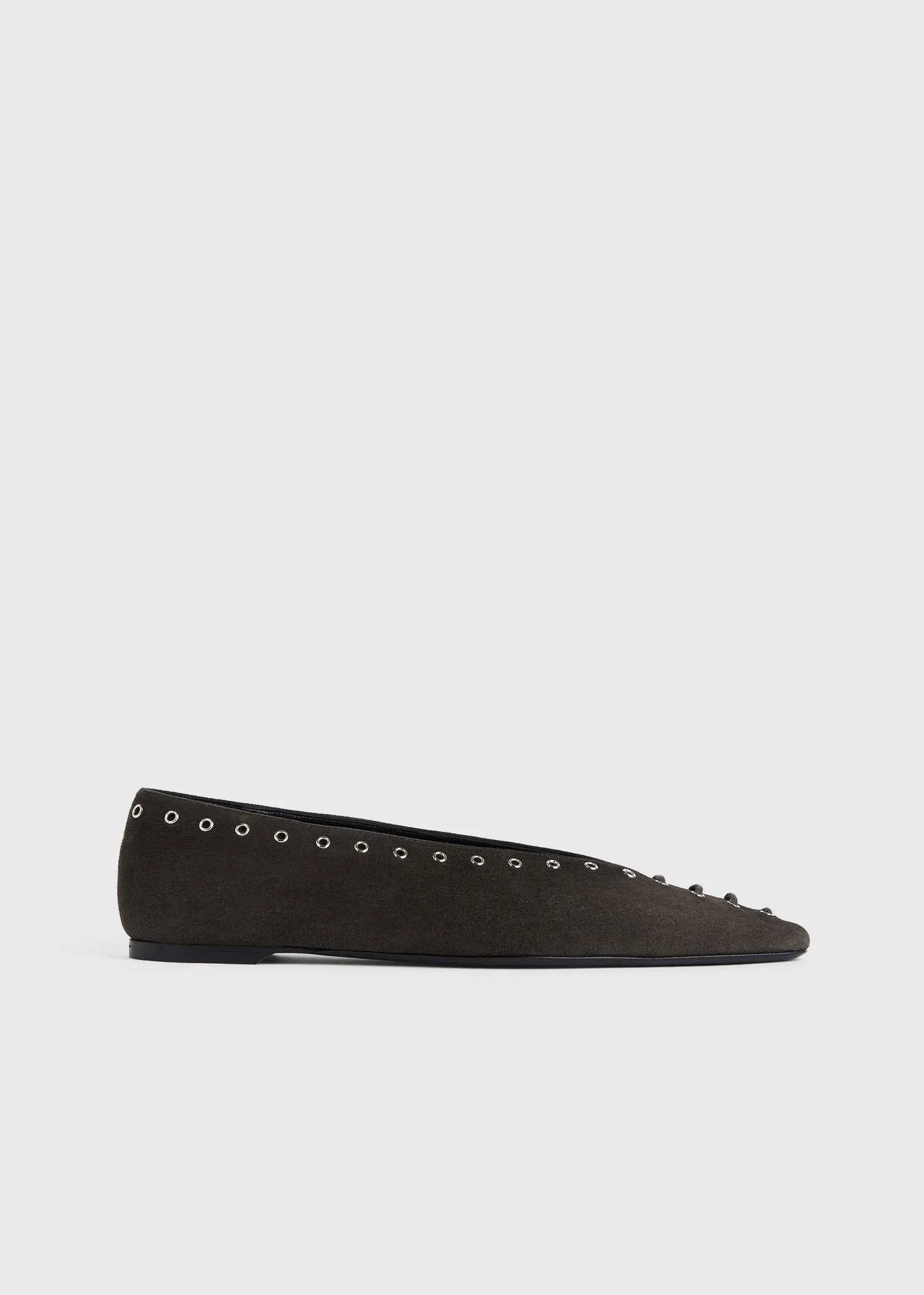 Suede lace-up ballerinas pepper