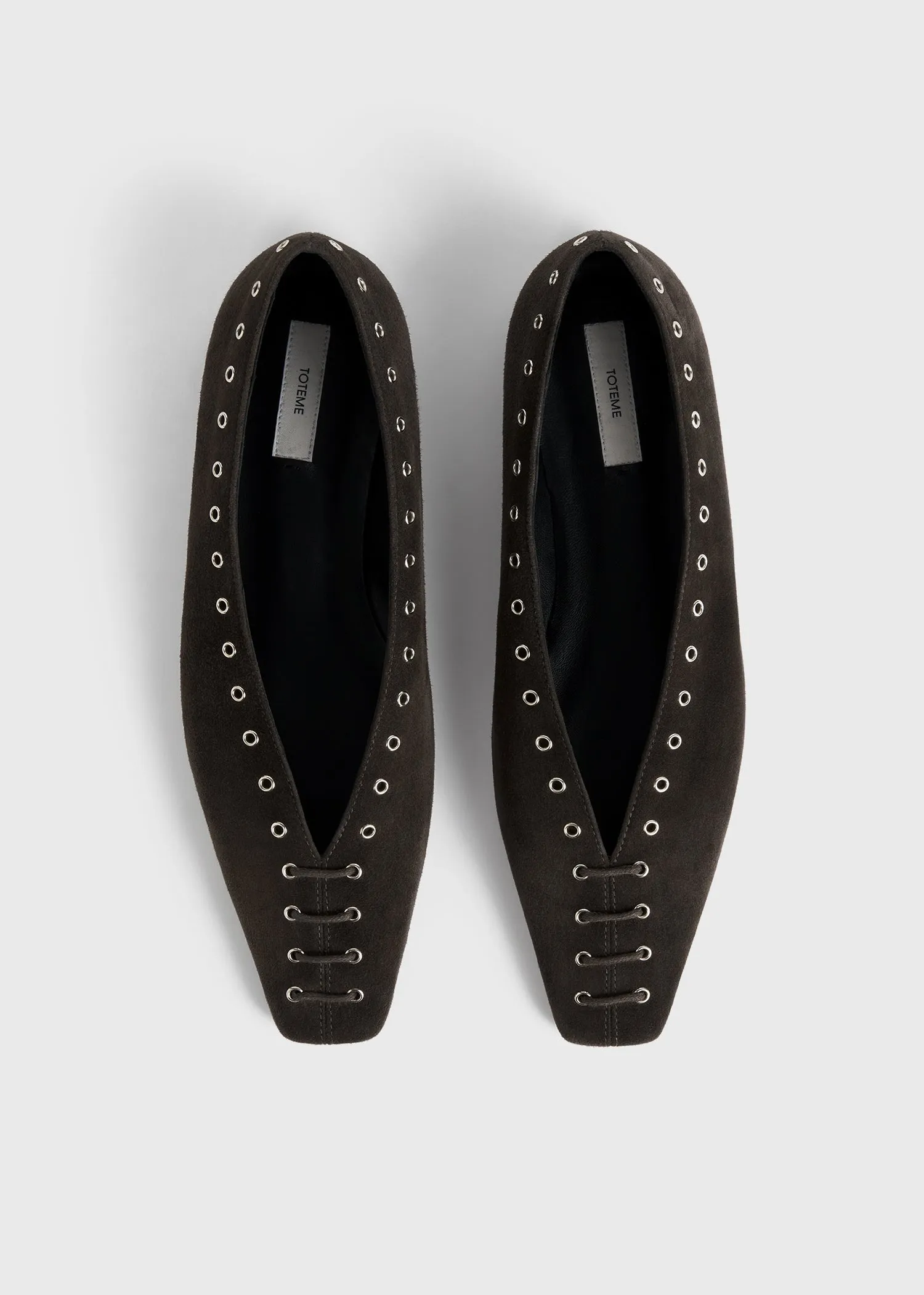 Suede lace-up ballerinas pepper