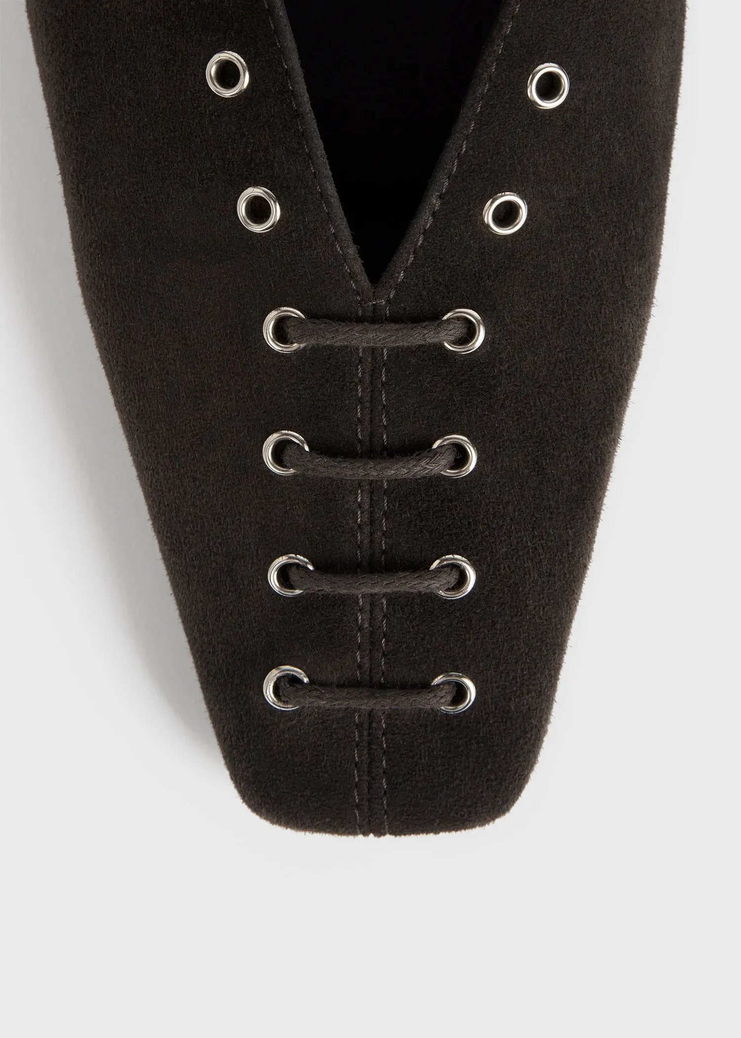 Suede lace-up ballerinas pepper