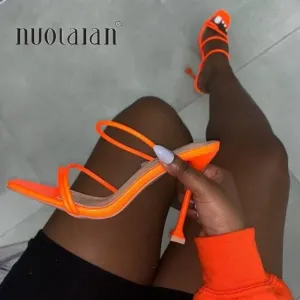 Summer Pumps Sexy 2020 snake print Slippers Sandals Shoes Women Thin High Heels Square Toe Sandal Lady Pump Shoes Mules