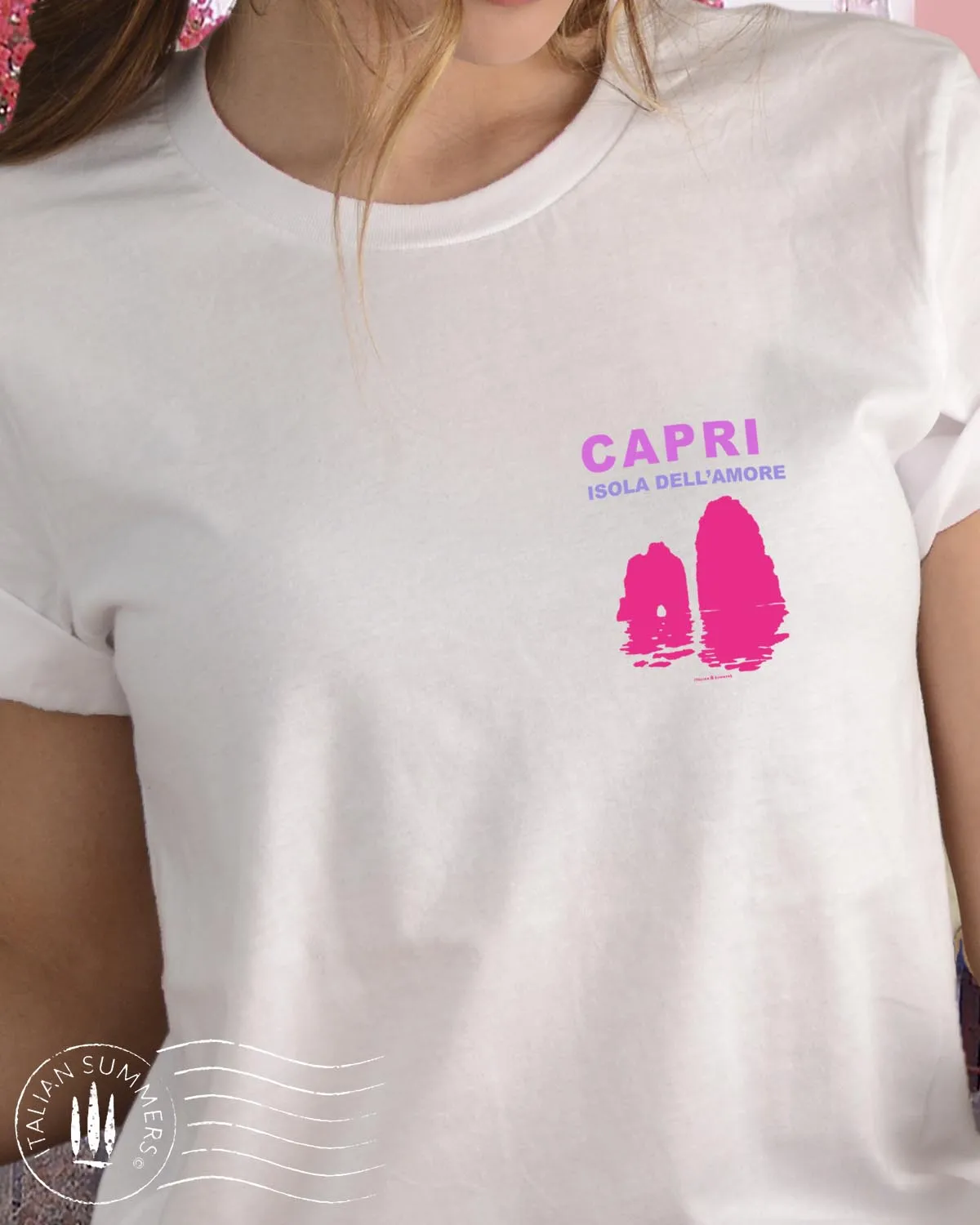 T-shirt CAPRI ISOLA dell AMORE, Italy-inspired relaxed fit shirt, Italy lovers, Capri shirt, island of Love
