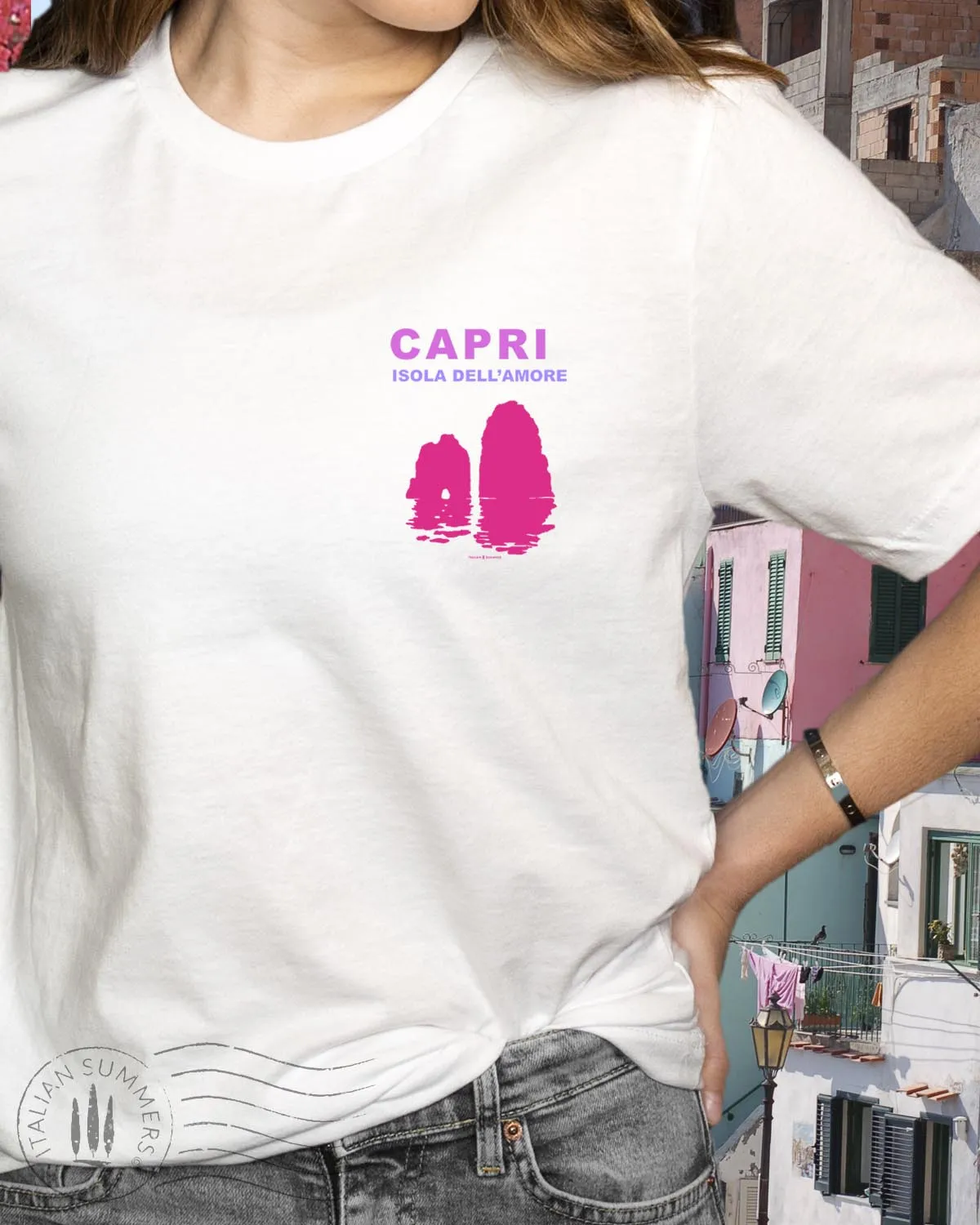 T-shirt CAPRI ISOLA dell AMORE, Italy-inspired relaxed fit shirt, Italy lovers, Capri shirt, island of Love
