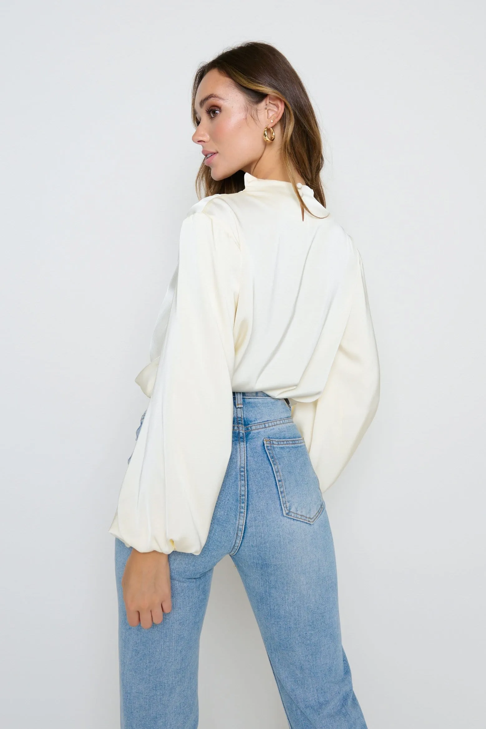 Tate Cowl Neck Pleated Blouse - Oyster
