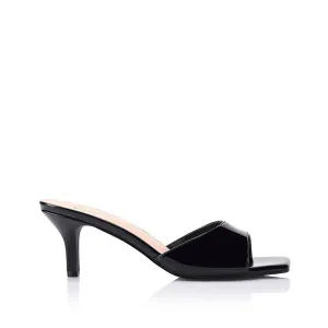 Taylor Kitten Heel Mules - Black Patent