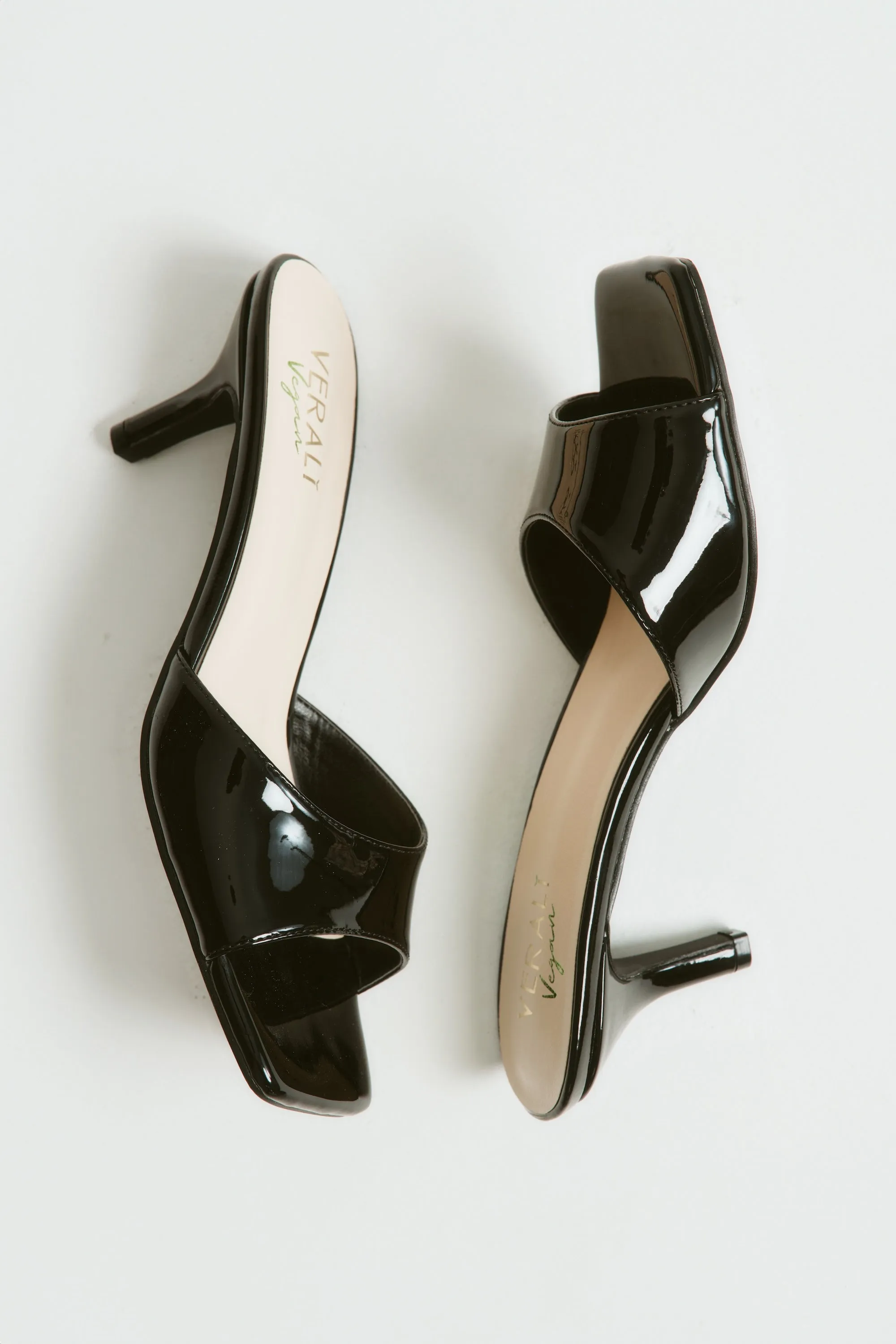 Taylor Kitten Heel Mules - Black Patent