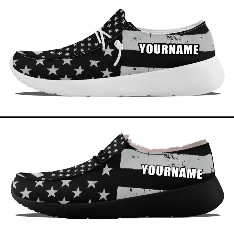 Unique Gift,Personalized Patriotic Canvas Slip-On Sneakers, Custom USA Flag Design Loafer Shoes, Buy One Get One Gift,ZH-240202305-6bb