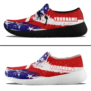 Unique Gift,Personalized USA Flag Sneakers, Custom Stars and Stripes Loafer Shoes, Fur Lining Shoe, Pride in Comfort,ZH-240202305-1bb