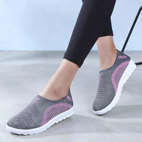 Women Breathable Flat Round Toe Casual Sport Sneakers